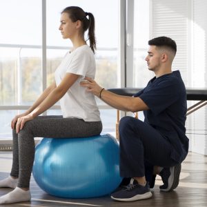Doing back pain therapy