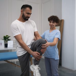 Doing knee therapy